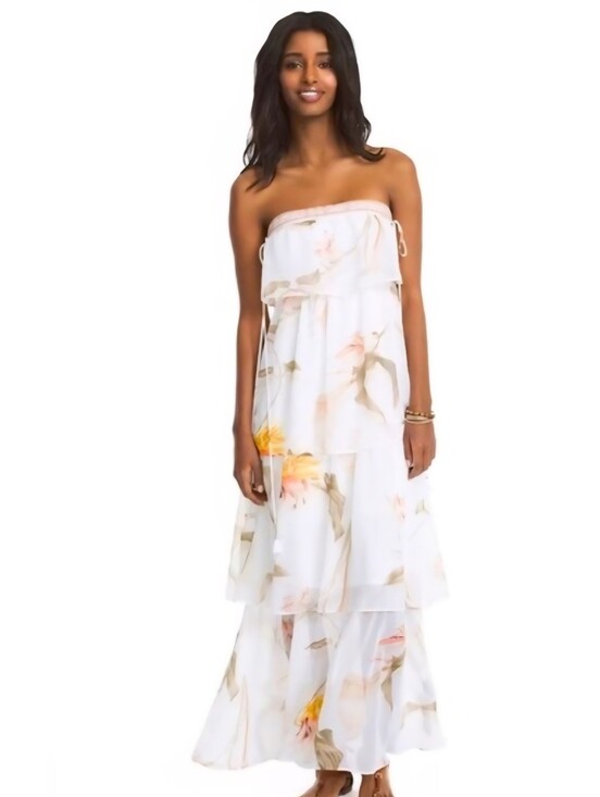 White House Black Market Dresses & Skirts - White House Black Market Strapless Tropical Maxi Dress Size XXS